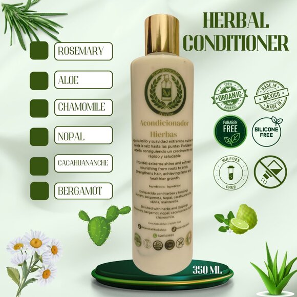 CONDITIONER HERBAL 10 OZ /ACONDICIONADOR DE HIERBAS HECHO EN MEXICO 300 ML - Picture 3 of 7